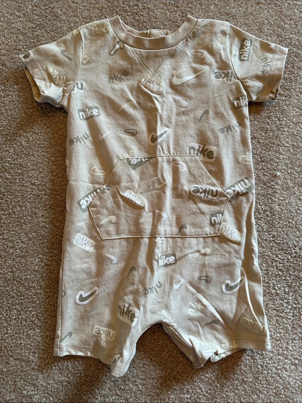 Nike Tan Logo Short Sleeve Baby Romper